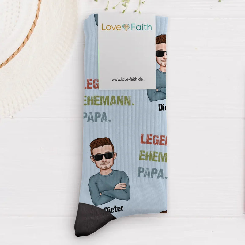 Legende, Ehemann, Papa und Opa - Personalisierte Socken für Männer