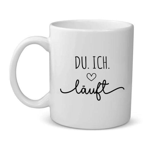 Du.Ich.Läuft. - Tasse mit personalisierbarer Illustration und Spruch für Paare