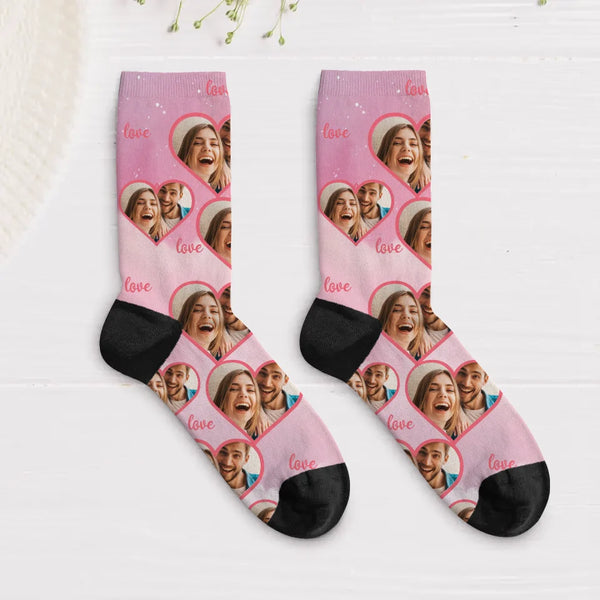 LOVE - Personalisierte Socken mit eigenem Foto in Herzform