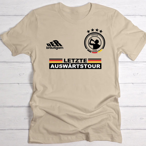 Letze Auswärtstour - Personalisiertes T-Shirt zum Jungesellenabschied