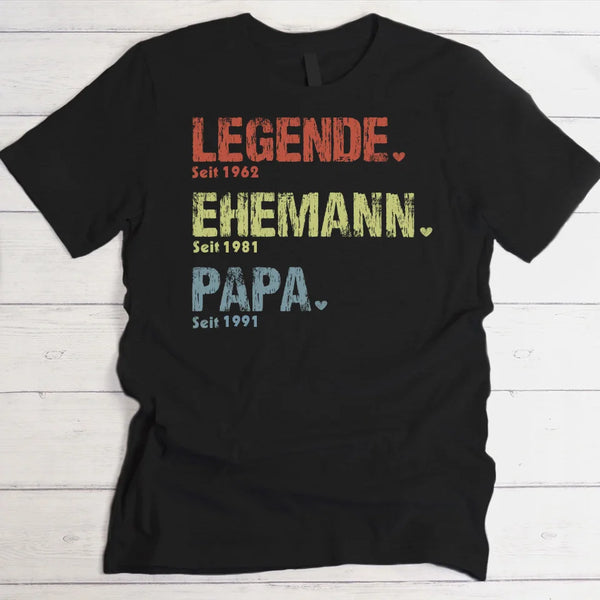 Legende, Ehemann, Papa und Opa - Personalisiertes T-Shirt für Papa und Opa