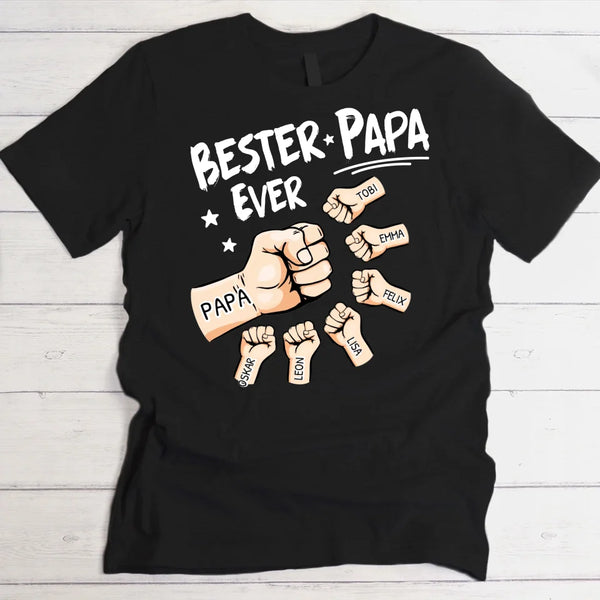 Bester Papa Ever - Personalisiertes T-Shirt für Papa dunkel