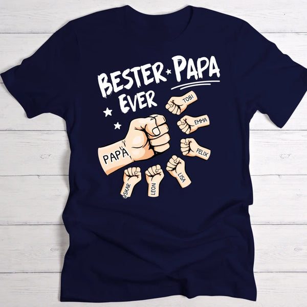 Bester Papa Ever - Personalisiertes T-Shirt für Papa dunkel