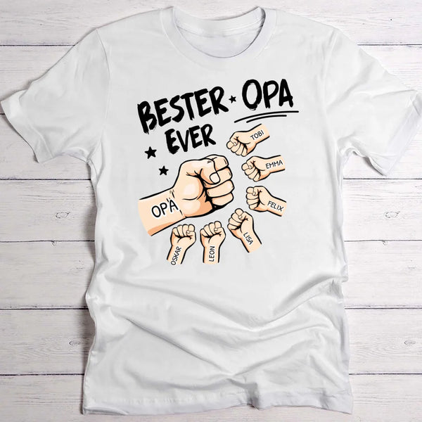 Bester Opa Ever - Individuelles T-Shirt für Opa mit Namen der Enkelkinder für Zusammenhalt