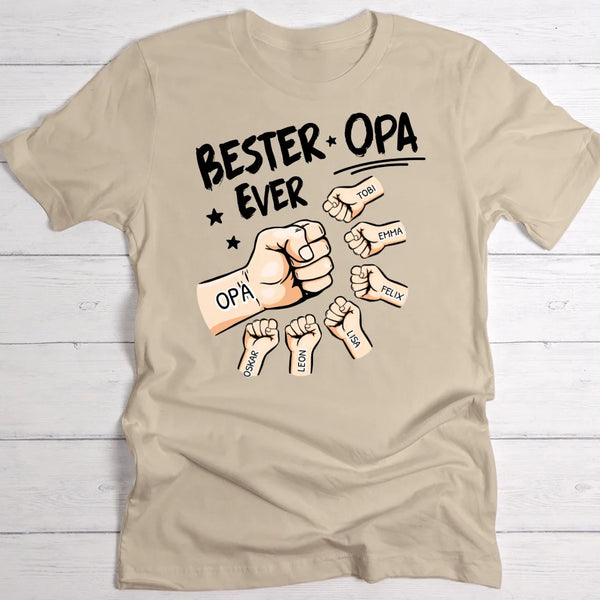 Bester Opa Ever - Individuelles T-Shirt für Opa mit Namen der Enkelkinder für Zusammenhalt