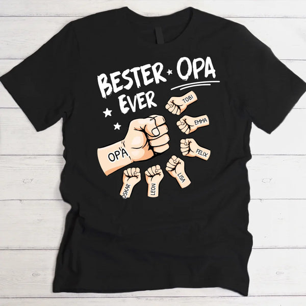 Bester Opa Ever - Individuelles T-Shirt für Opa mit Namen der Enkelkinder