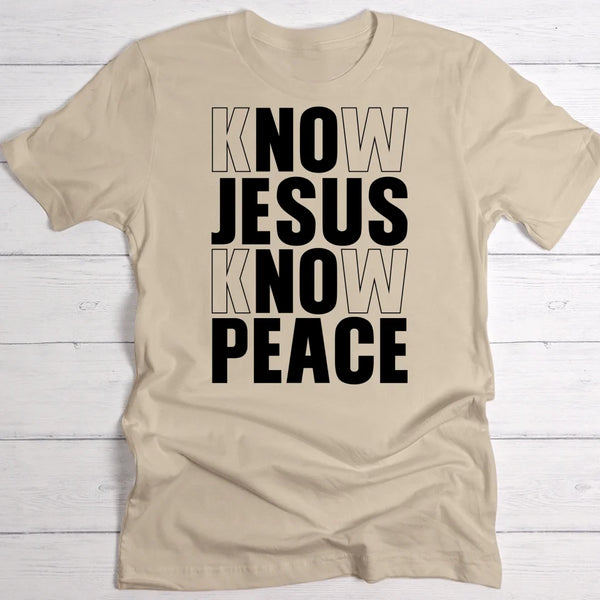 Know Jesus - Personalisiertes T-Shirt Spruch „No Jesus No Peace“ und Namen