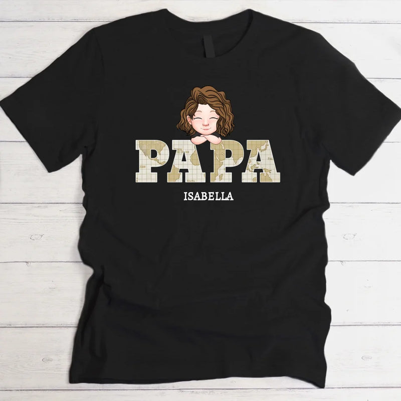 Papas Crew - Personalisiertes T-Shirt für Papa mit Kindergesichtern