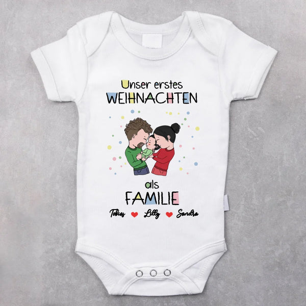 weißer kurzarm Babybody personalisierbar mit Namen - gefertigt con Love & Faith