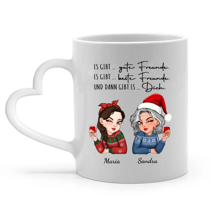 Personalisierbare Tasse Henkel in Herzform mit eigenem Spruch, Illustration und Namen - gefertigt von Love & Faith