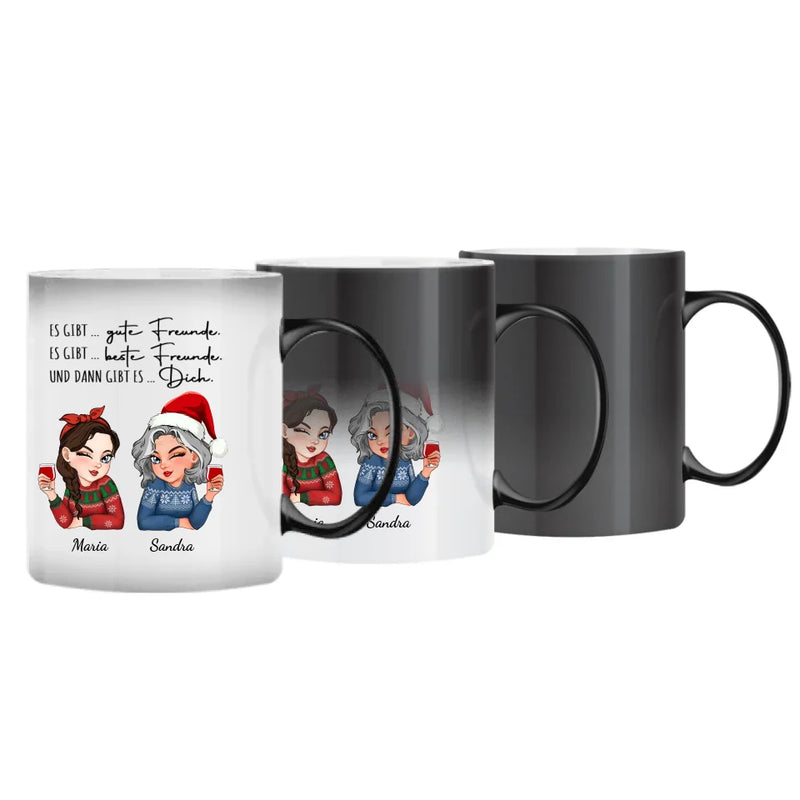 Personalisierbare Tasse mit Magic-Farbänderung mit eigenem Spruch, Illustration und Namen - gefertigt von Love & Faith