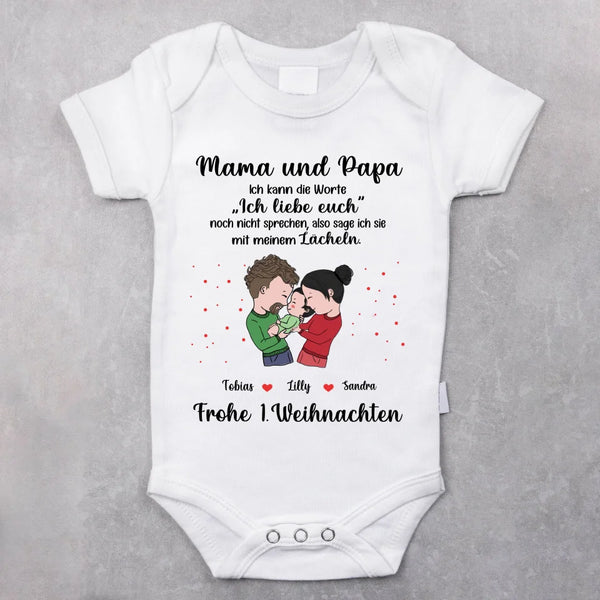 weißer kurzarm Babybody personalisierbar mit Namen - gefertigt con Love & Faith