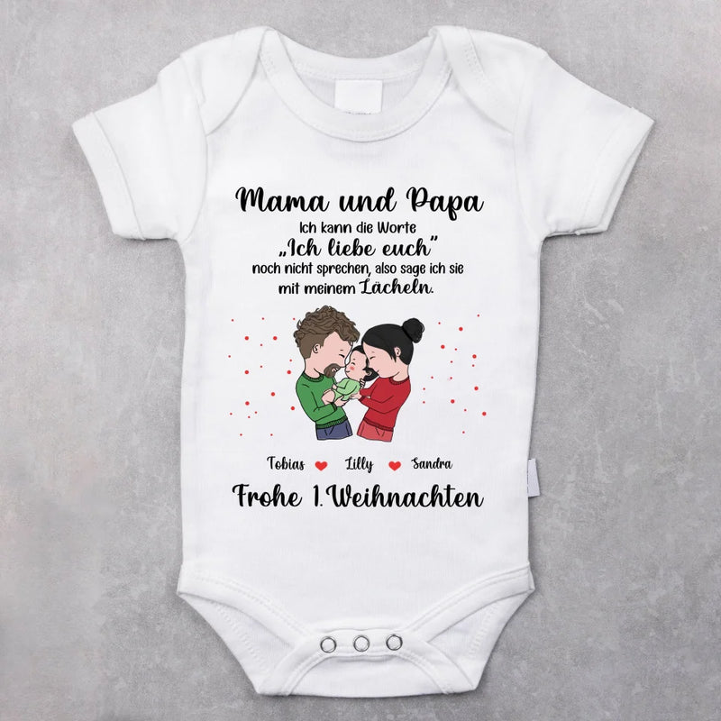 weißer kurzarm Babybody personalisierbar mit Namen - gefertigt con Love & Faith