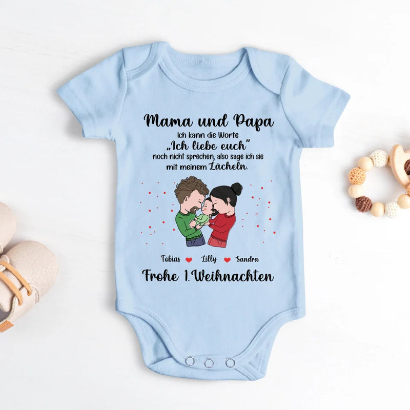 hellblau kurzarm Babybody personalisierbar mit Namen - gefertigt con Love & Faith