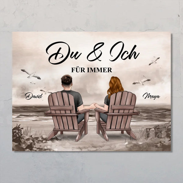 Du und Ich - Personalisiertes Poster für Paare mit Blick aufs Meer