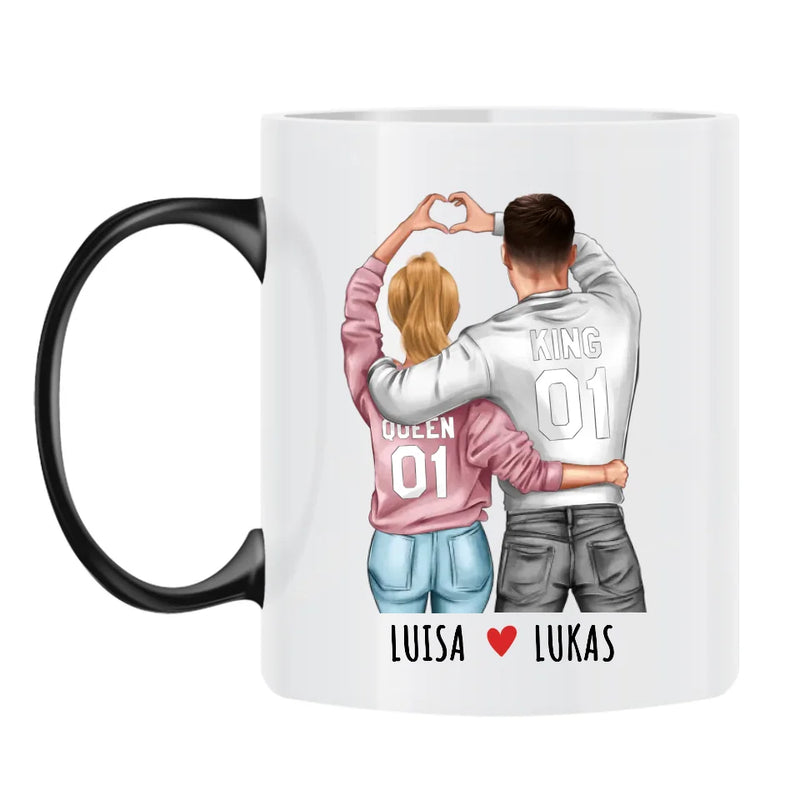 Personalisierbare Tasse mit Magic-Farbänderung mit eigenem Spruch, Illustration und Namen - gefertigt von Love & Faith