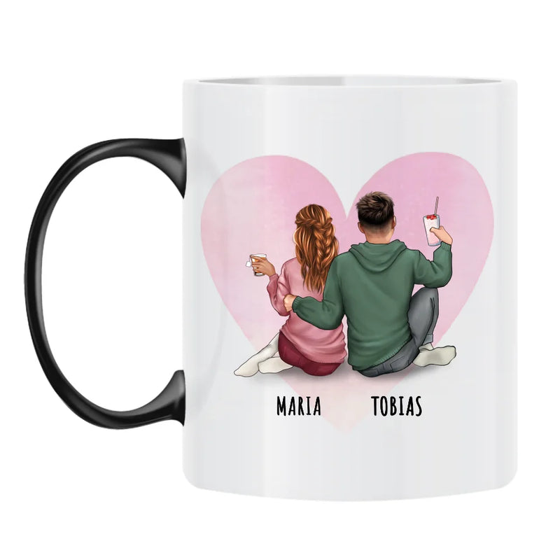 Personalisierbare Tasse mit Magic-Farbänderung mit eigenem Spruch, Illustration und Namen - gefertigt von Love & Faith