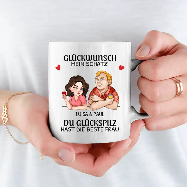 Personalisierbare Tasse mit eigenem Spruch, Illustration und Namen - gefertigt von Love & Faith