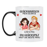 Personalisierbare Tasse mit Magic-Farbänderung mit eigenem Spruch, Illustration und Namen - gefertigt von Love & Faith