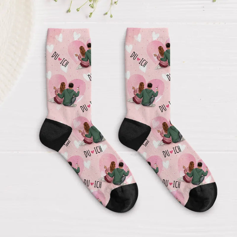 Du und Ich - Personalisierte Socken für Paare zum Valentinstag mit eurer Illustration