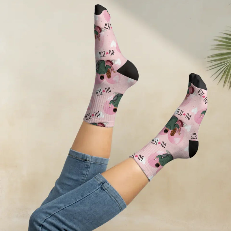 Du und Ich - Personalisierte Socken für Paare zum Valentinstag mit eurer Illustration