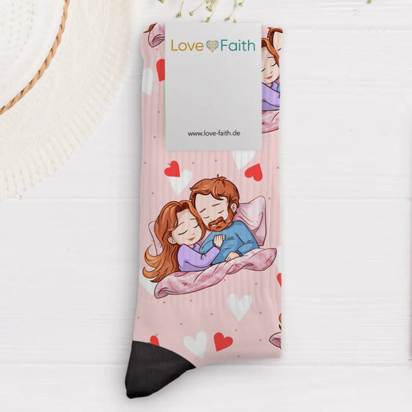 Offizielle Schlafsocken - Personalisierte Socken für Verliebte mit Clipart