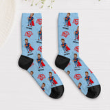 Personalisierte Socken mit Superheld gefertigt von Love & Faith