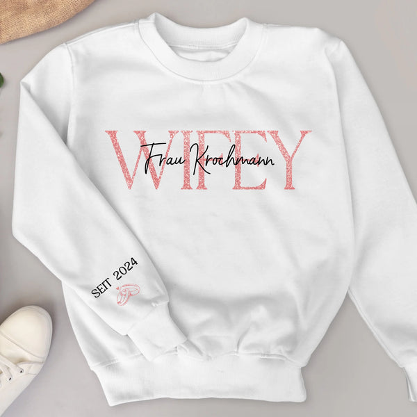 Wifey - Personalisierter Sweater für Paare zur Hochzeit