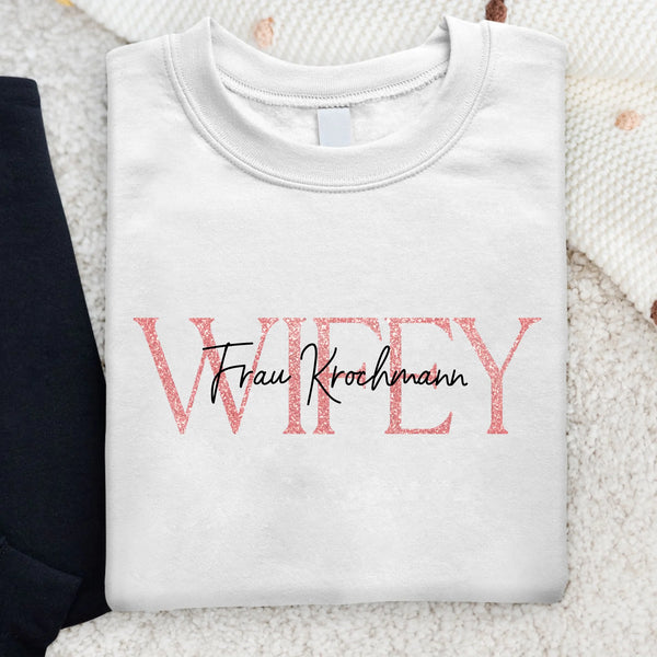 Wifey - Personalisierter Sweater für Paare zur Hochzeit