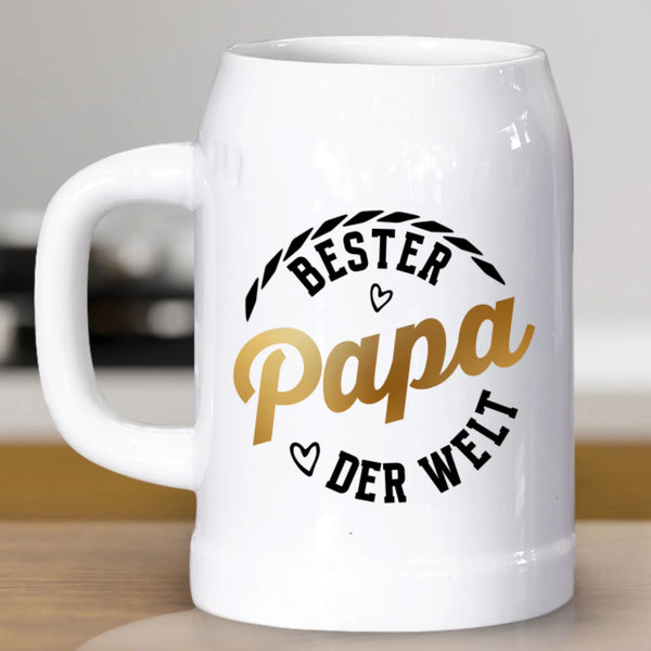 Bester Papa - Personalisierter Bierkrug aus Keramik für Papa