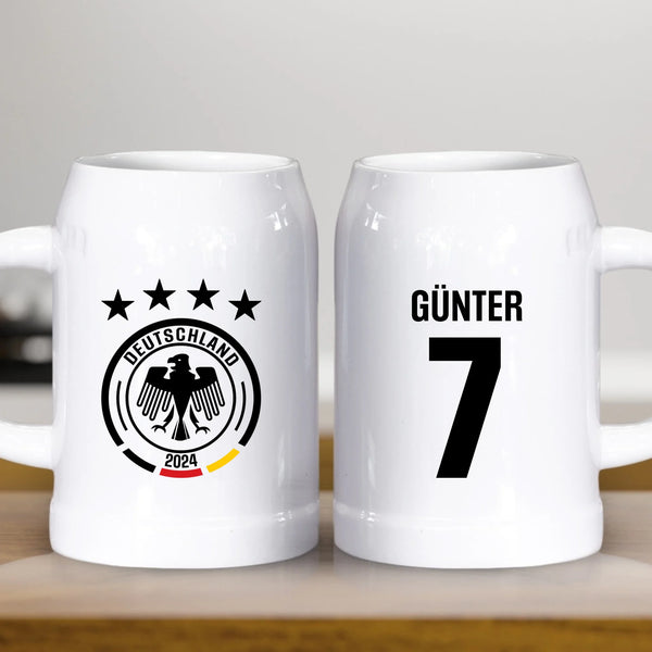 Fußballfieber - Personalisierter Bierkrug zur Fußball EM 2024