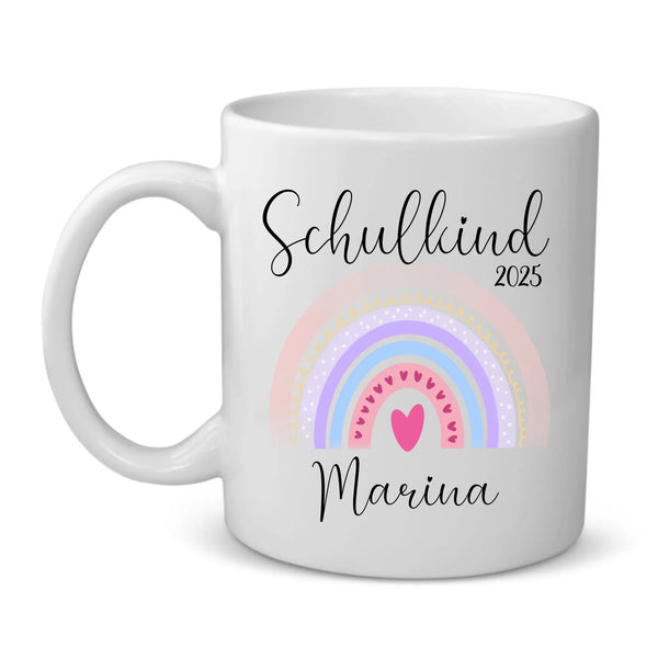 Regenbogen - Personalisierte Tasse zur Einschulung