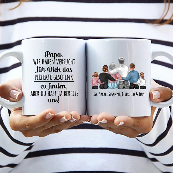 Unser Weihnachten - Personalisierte Tasse mit Clipart und Spruch für die Familie zu Weihnachten